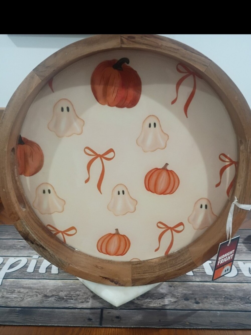 Ghoulish pumpkin ghost serving tray
